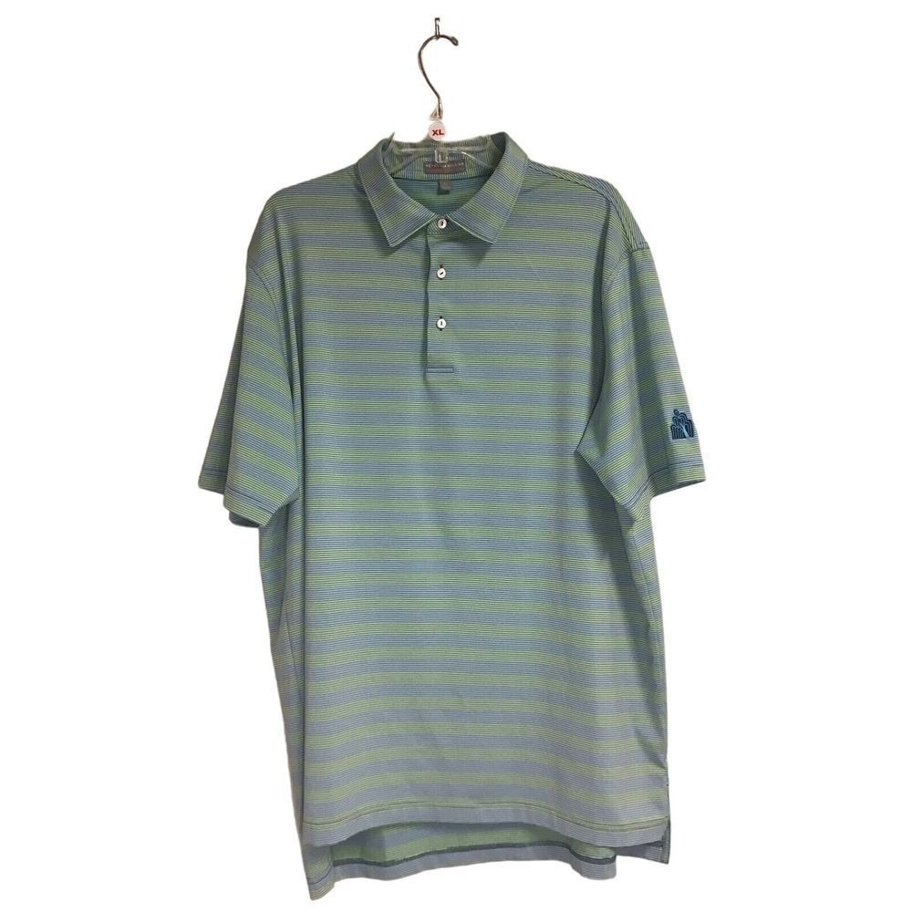 Peter Millar‎ Summer Comfort Blue and Green Striped Polo Men's XL